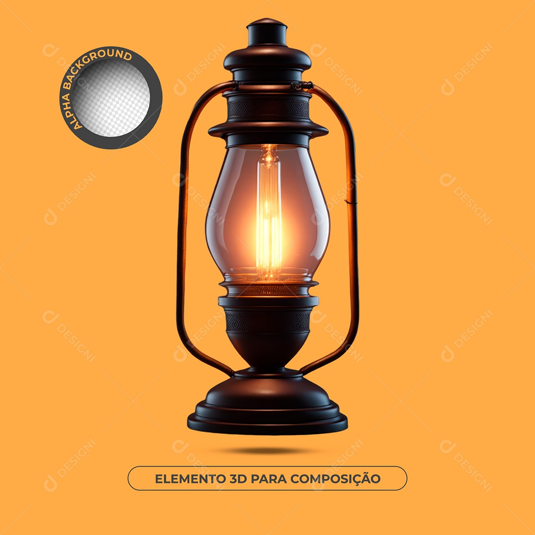 Elemento 3D Modelo De Lamparina Para Composição PSD