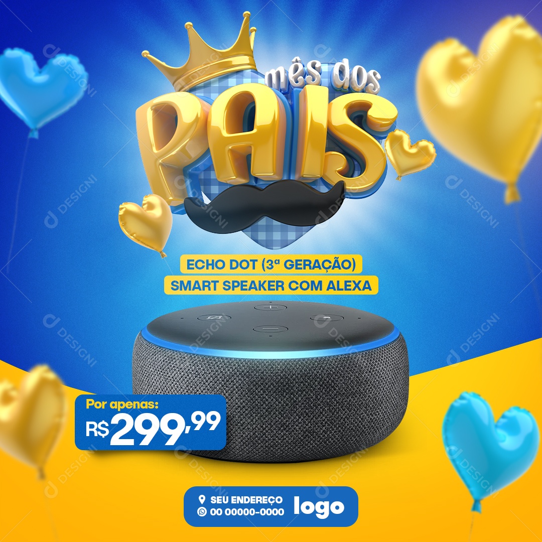 Social Media Mês Dos Pais Caixa De Som PSD Editável