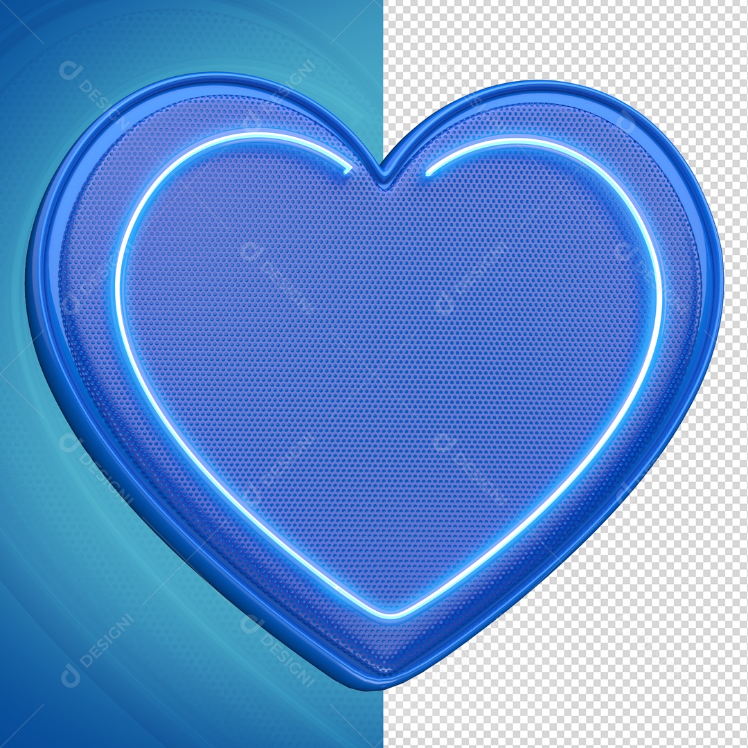 Elemento 3D Coração Azul Para Composição PSD