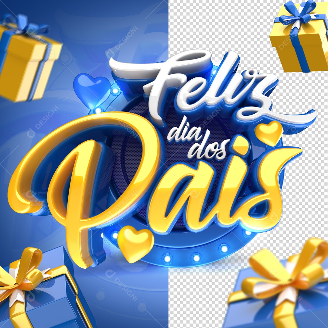 Selo 3D Feliz Dia Dos Pais Para Composição PSD