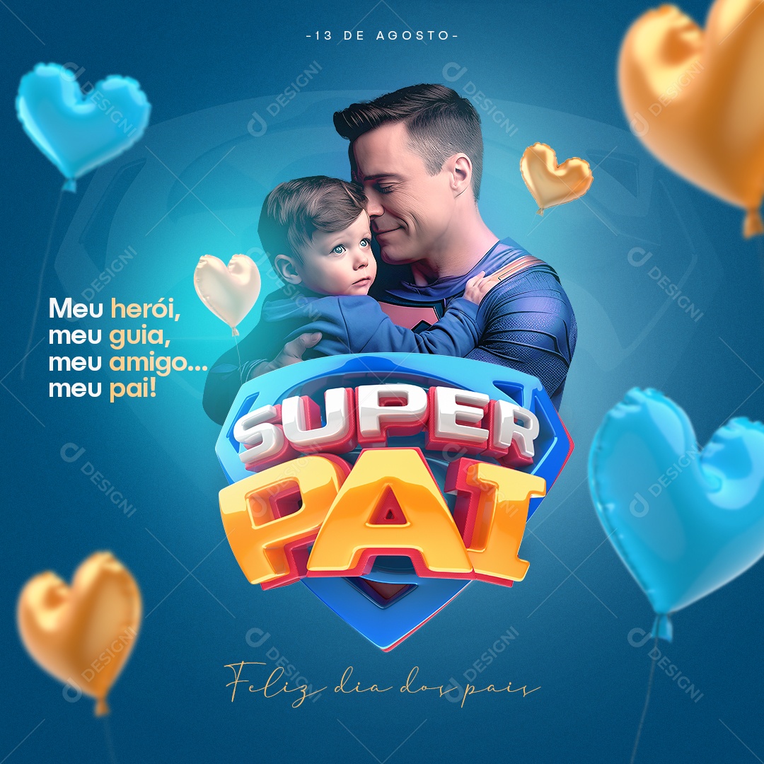 Social Media Meu Herói Meu Guia Super Pai Feliz Dia Dos Pais PSD Editável