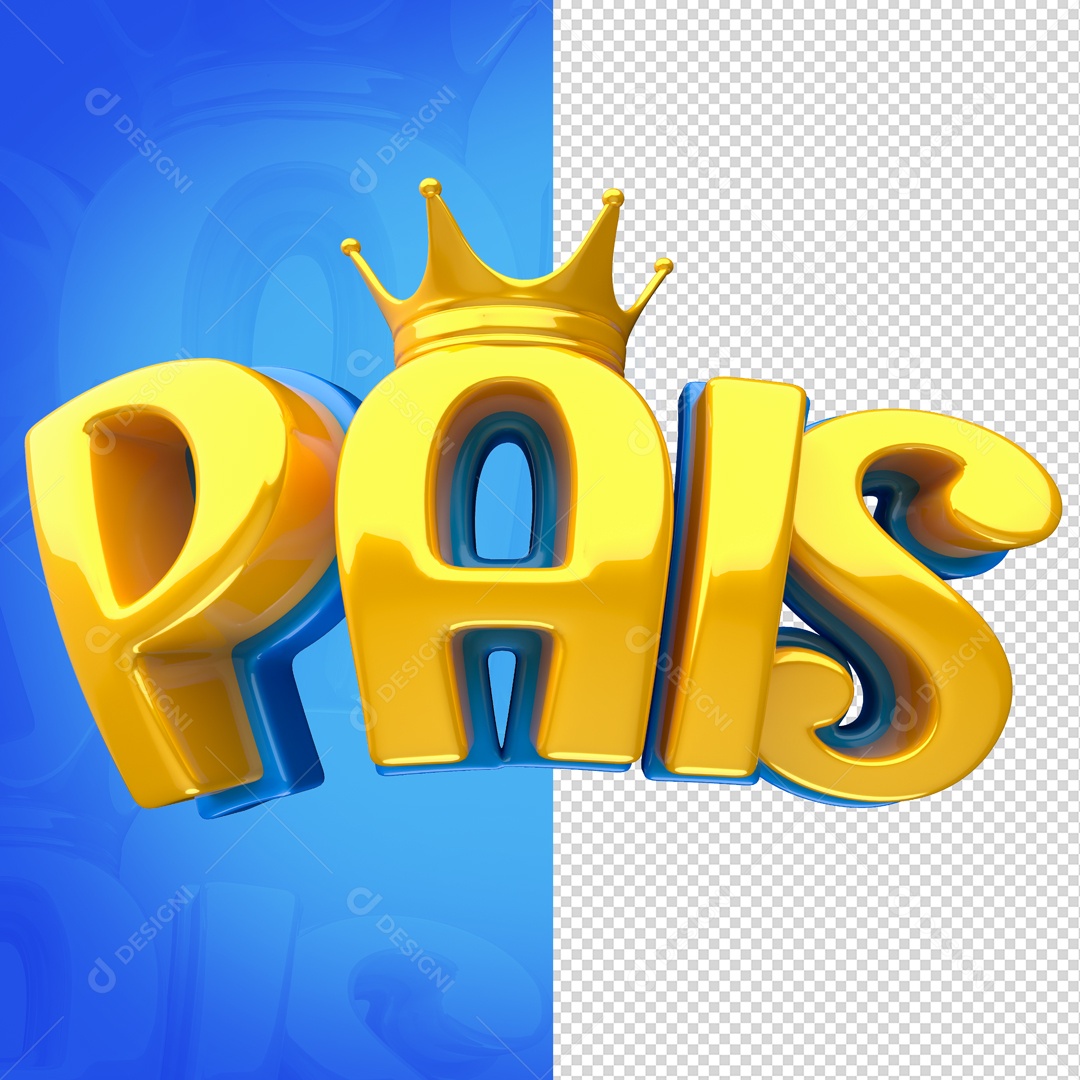 Texto 3D Amarelo Pais Para Composição PSD