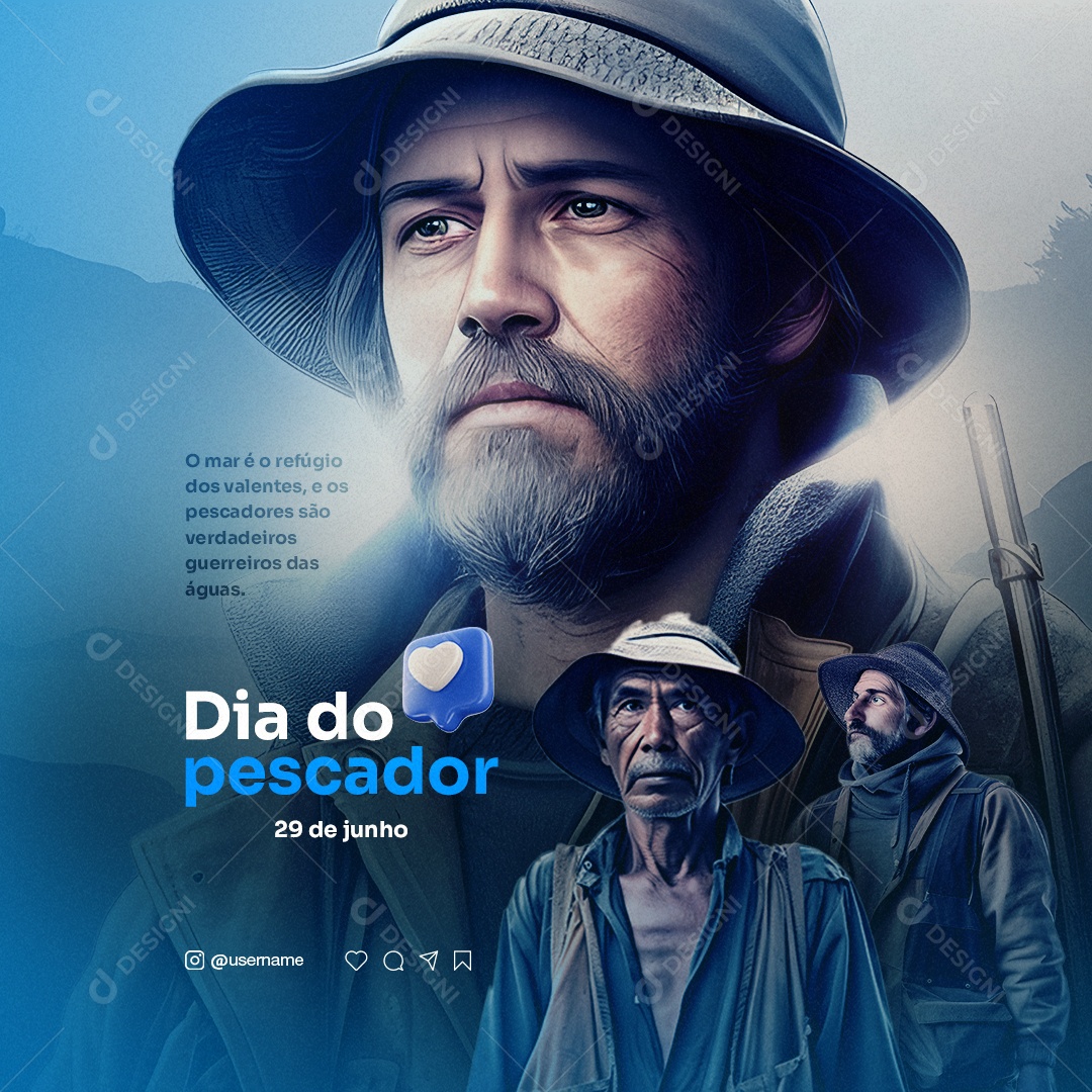 O Mar é o Refúgio Dos Valentes Dia Do Pescador 29 De Junho Social Media PSD Editável