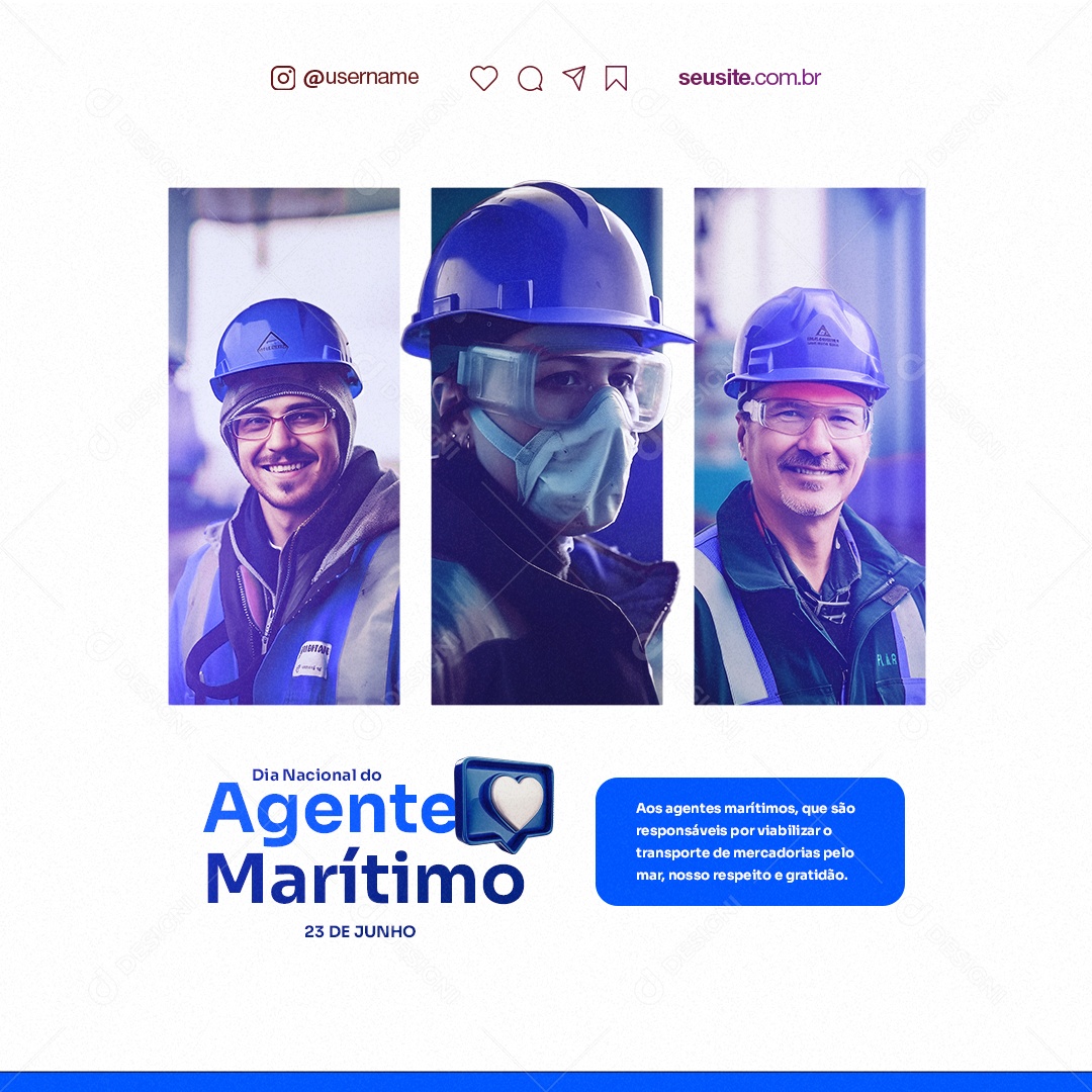 Dia Nacional Do Agente Marítimo 23 De Junho Social Media PSD Editável