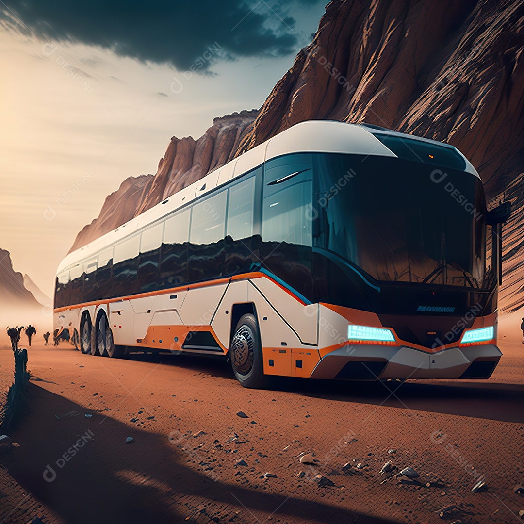 Retrato realista de floresta de ônibus futurista