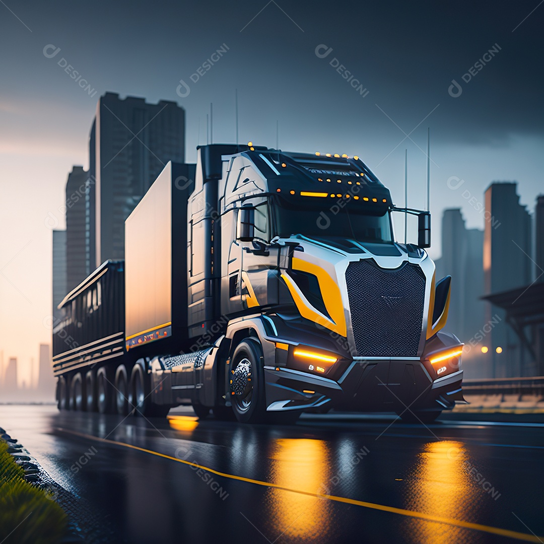 Imagem realiasta de caminhão sobre uma estrada