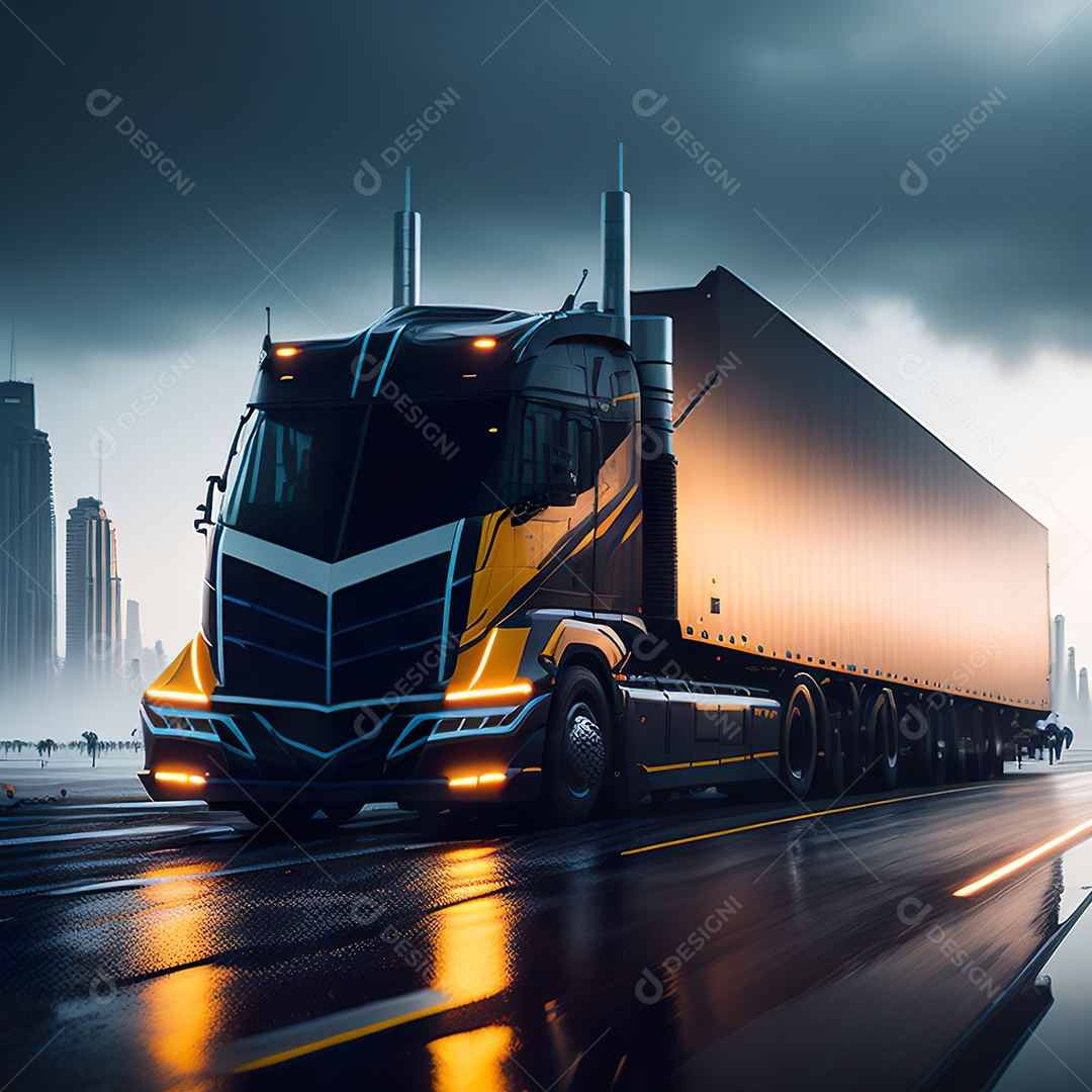 Imagem realiasta de caminhão sobre uma estrada