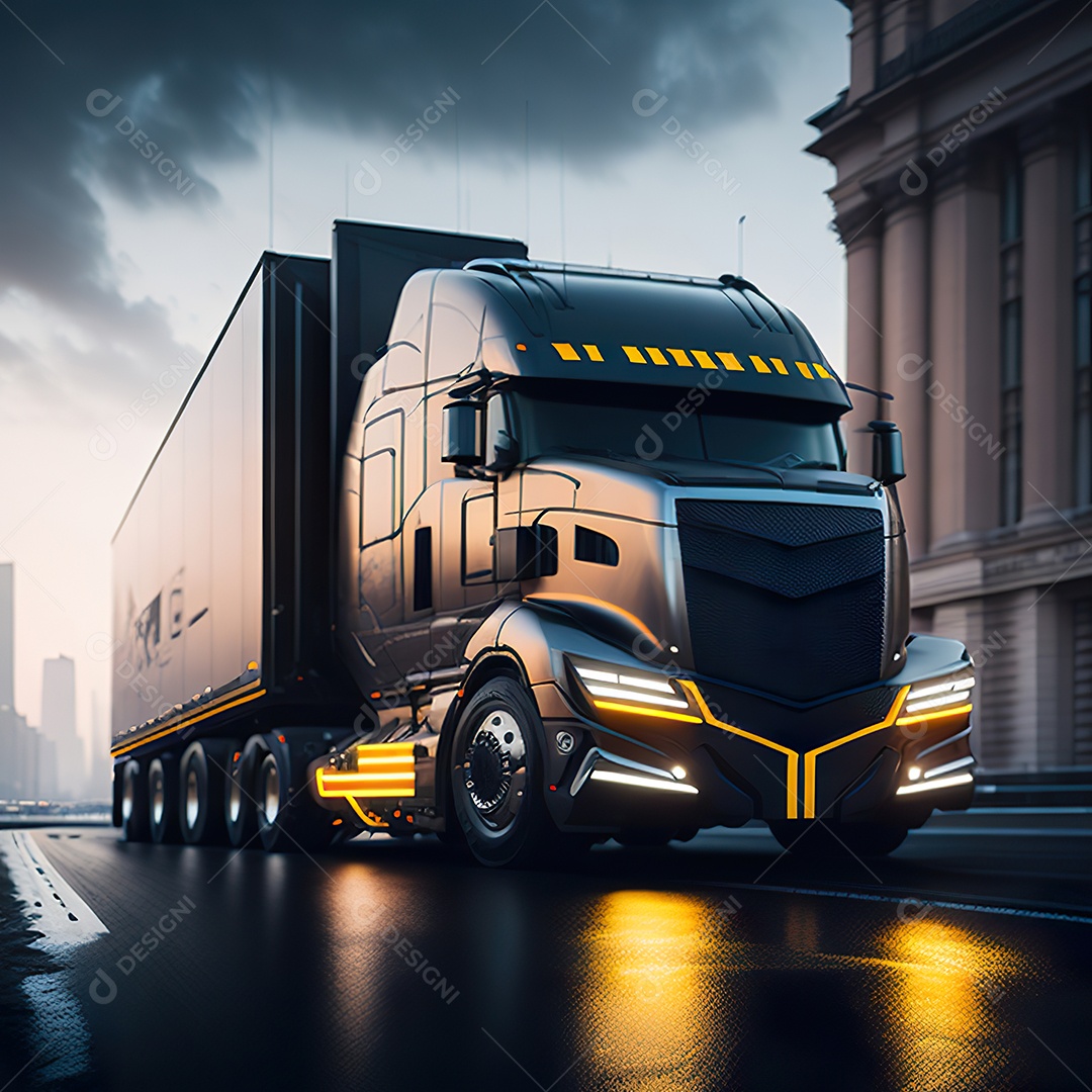 Imagem realiasta de caminhão sobre uma estrada