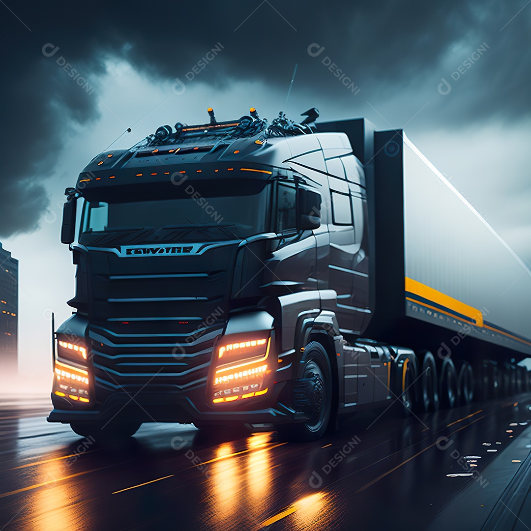 Imagem realiasta de caminhão sobre uma estrada