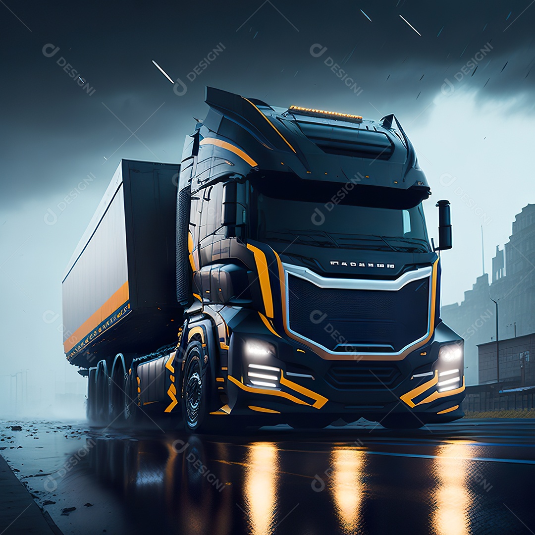 Imagem realiasta de caminhão sobre uma estrada