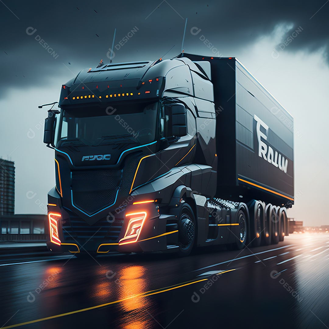 Imagem realiasta de caminhão sobre uma estrada