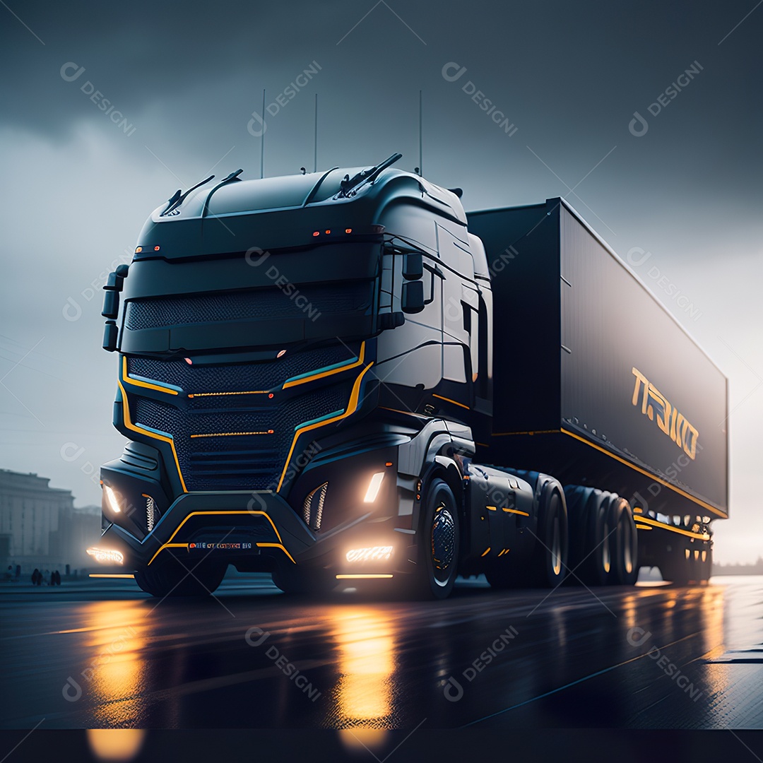 Imagem realiasta de caminhão sobre uma estrada