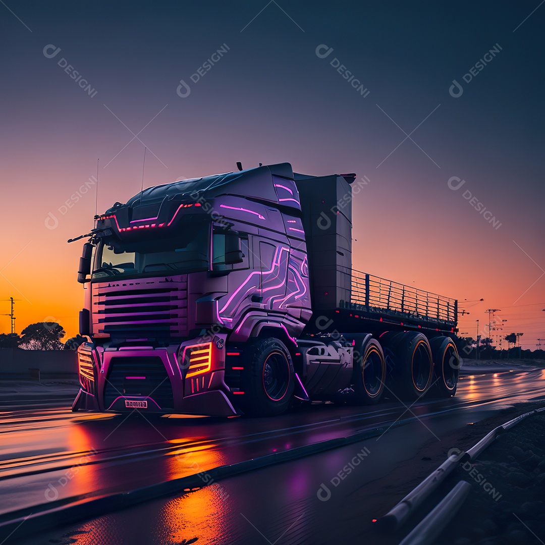 Imagem realiasta de caminhão sobre uma estrada