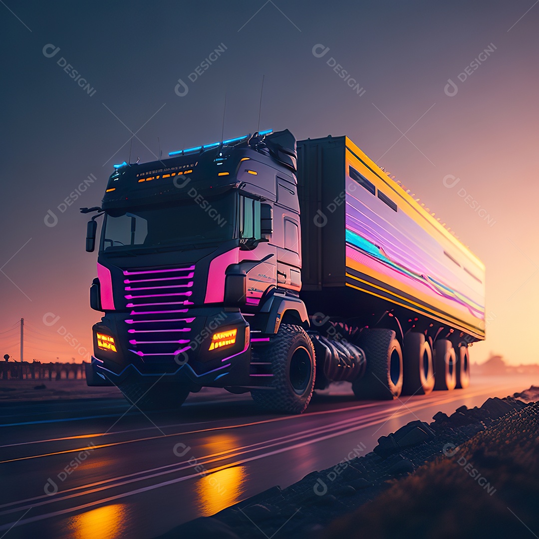 Imagem realiasta de caminhão sobre uma estrada