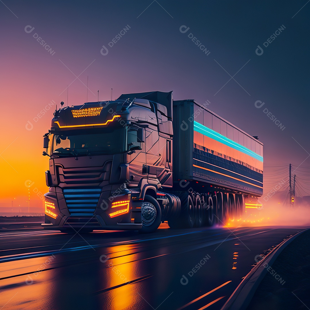 Imagem realiasta de caminhão sobre uma estrada