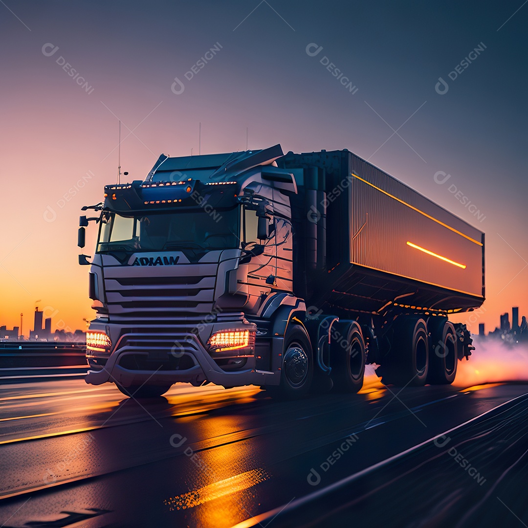 Imagem realiasta de caminhão sobre uma estrada