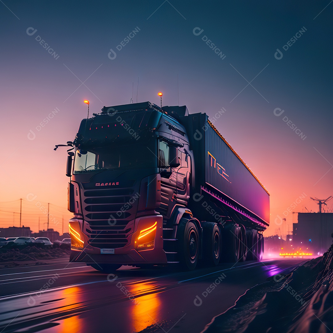 Imagem realiasta de caminhão sobre uma estrada