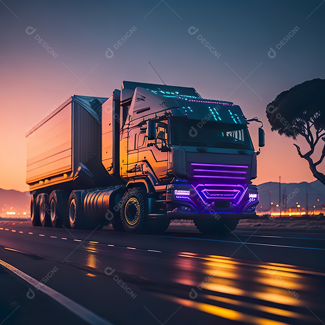 Imagem realiasta de caminhão sobre uma estrada