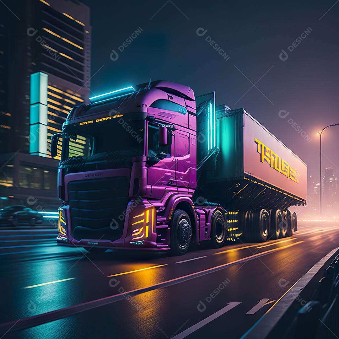 Imagem realiasta de caminhão sobre uma estrada