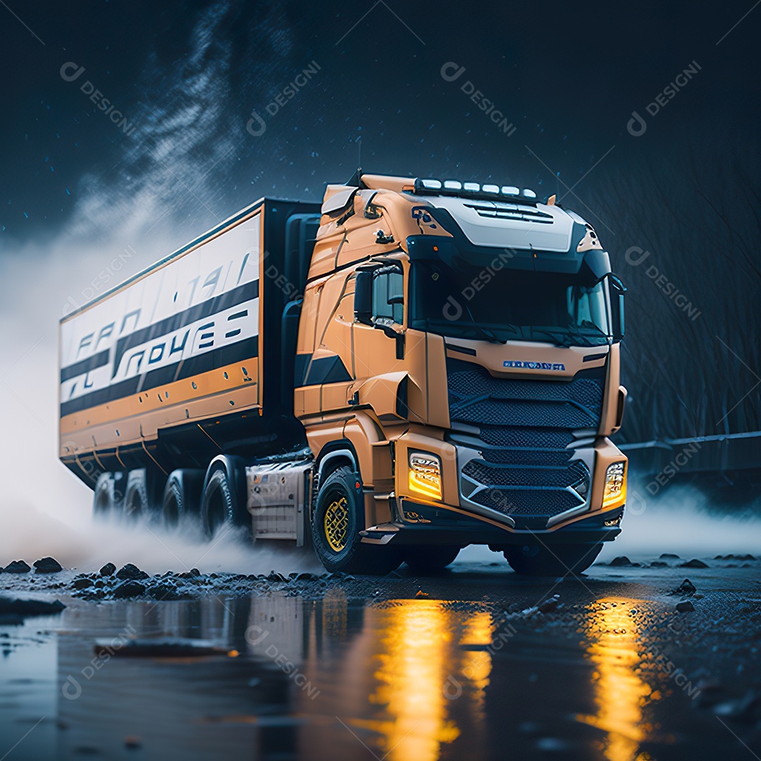 Imagem realista de caminhão sobre uma estrada