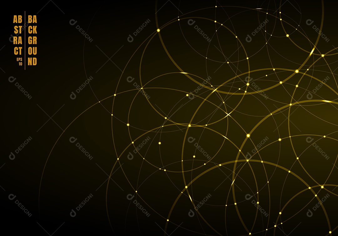 Background Círculos de Néon Dourados Abstratos Vetor EPS