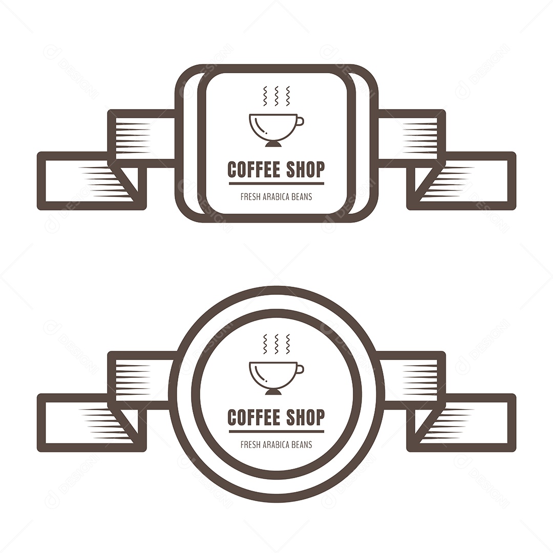 Background Conjunto de Emblemas de Café Vetor EPS