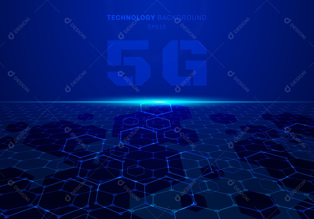 Background Abstrato 5G Conceito Futurístico Azul Vetor EPS
