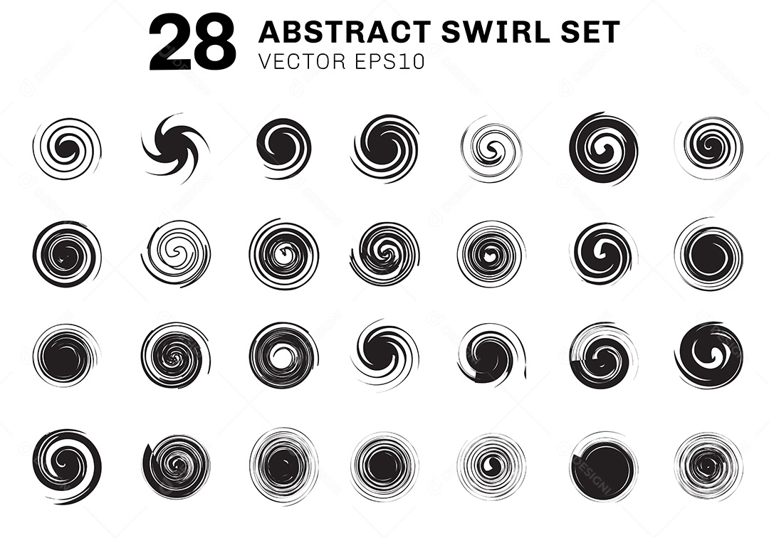 Conjunto de Espirais Pretos Abstratas Vetor EPS