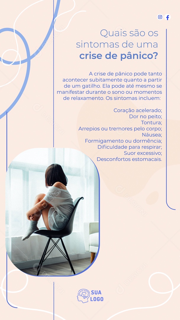 Story Sintomas De Uma Crise De Pânico Social Media PSD Editável