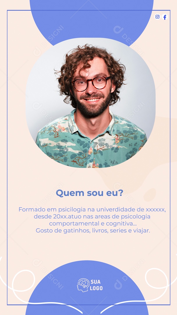 Social Media Story Quem Sou Eu Formado Em Psicologia PSD Editável