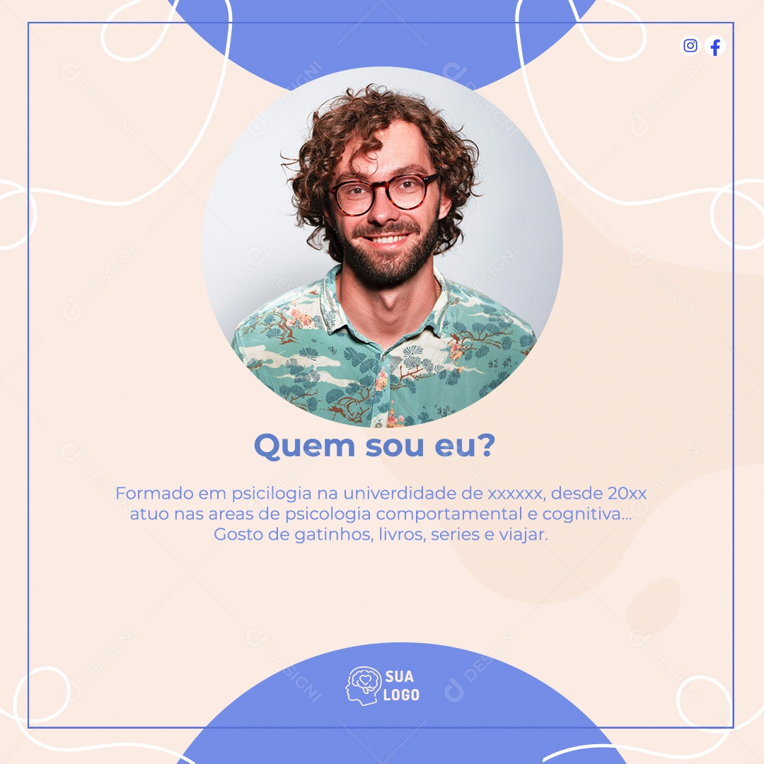 Social Media Feed Quem Sou Eu Formado Em Psicologia PSD Editável