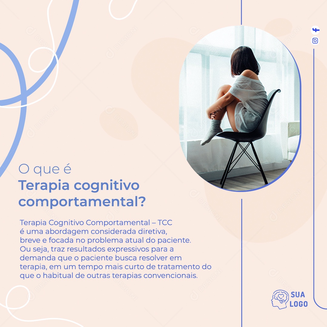 Feed O Que é Terapia Cognitivo Comportamental Social Media PSD Editável