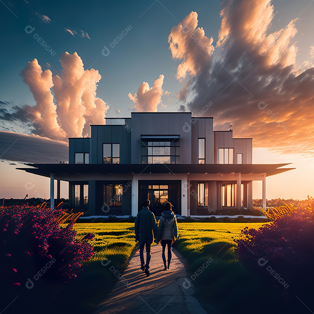 Retrato de casal felizes caminhando