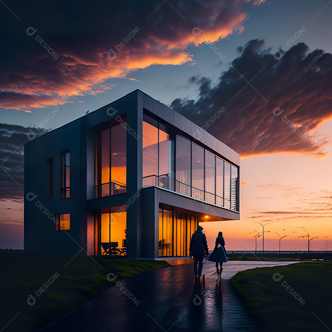 Retrato de casal felizes caminhando