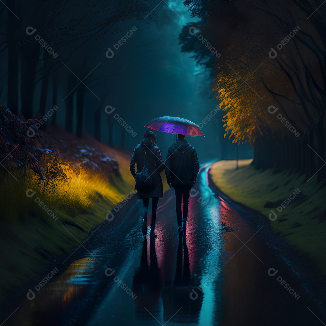 Retrato de casal felizes caminhando