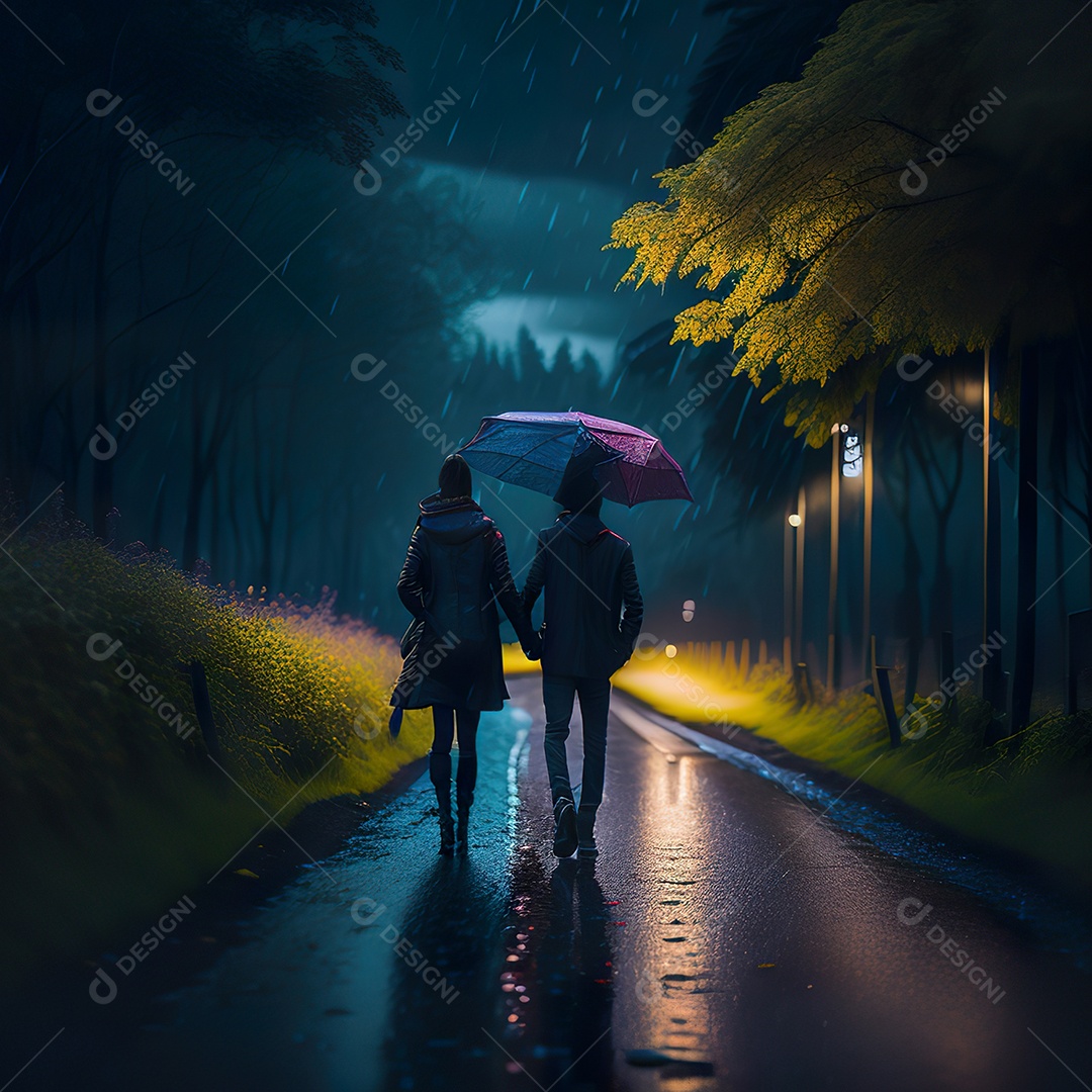 Retrato de casal felizes caminhando