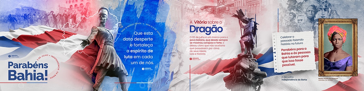 Carrossel a Vitória Sobre o Dragão 2 de Julho Independência da Bahia Social Media PSD Editável