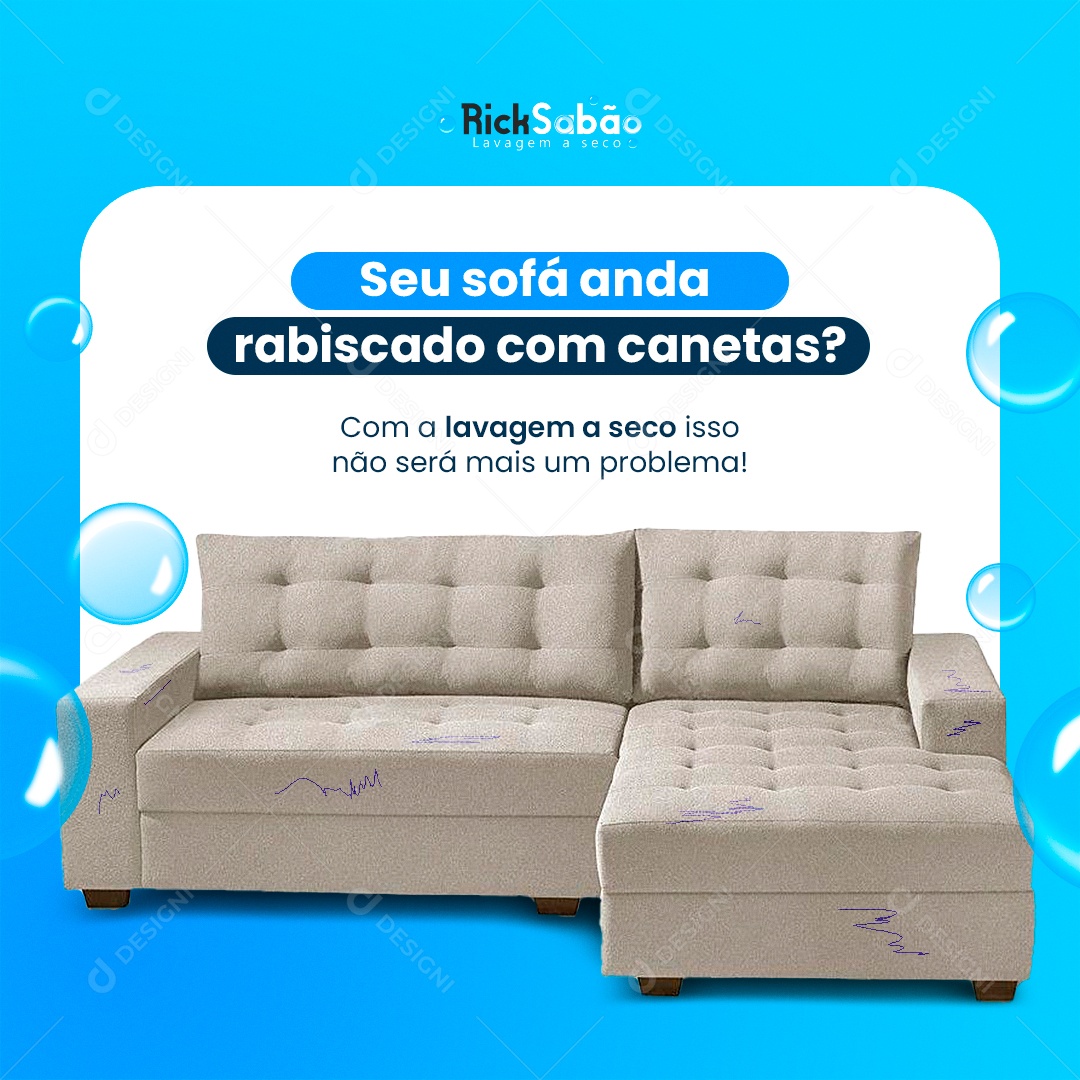 Seu Sofá Anda Rabiscado Com Canetas? Lavagem a Seco Social Media PSD Editável