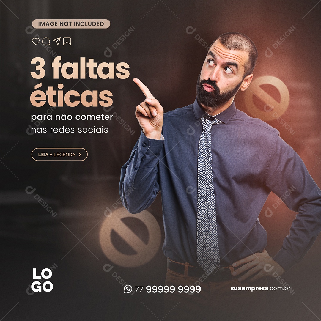 3 Faltas Éticas Nas Redes Sociais Social Media PSD Editável