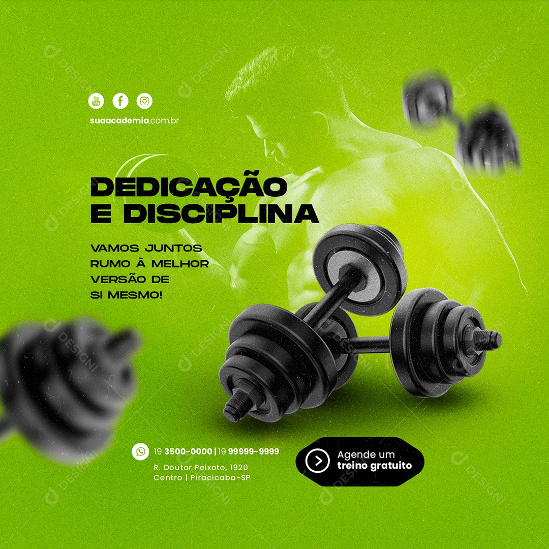 Dedicação E Disciplina Academia Social Media PSD Editável