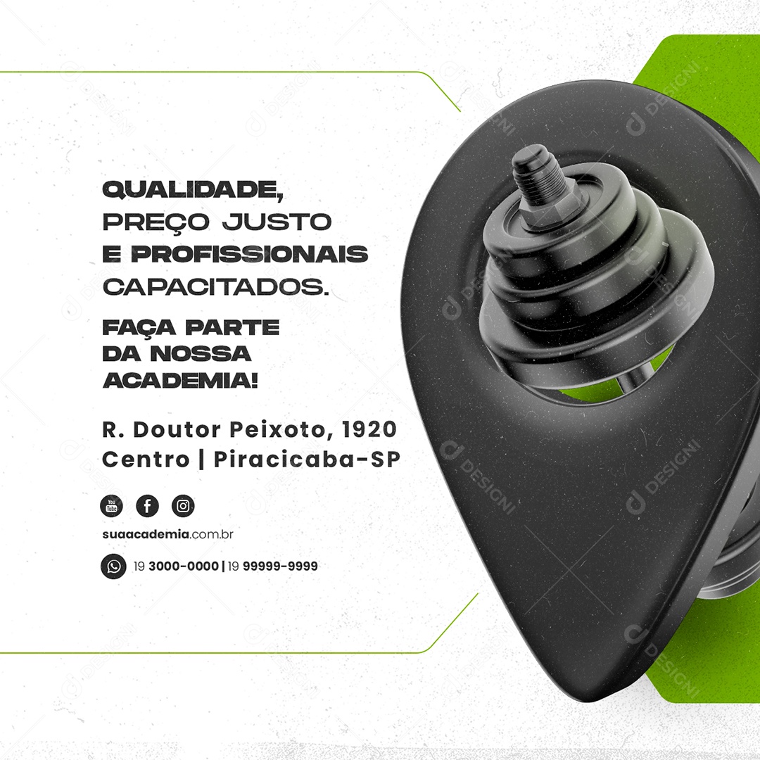 Qualidade Preço Justo E Profissionais Capacitados Academia Social Media PSD Editável