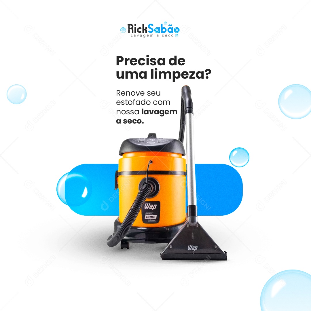 Precisa de uma Limpeza? Renove seu Estofado com Nossa Lavagem a Seco. Social Media PSD Editável