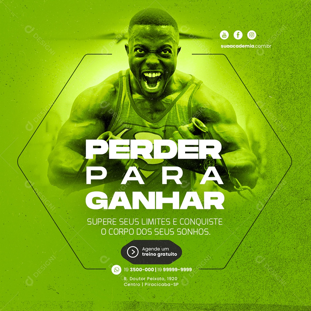 Perder Para Ganhar Supere Seus Limites Academia Social Media PSD Editável
