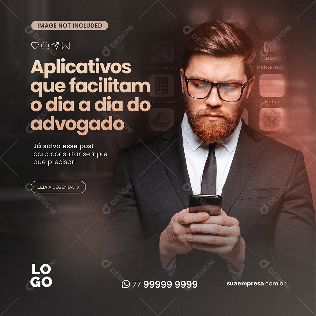 Aplicativos para Advogados Social Media PSD Editável