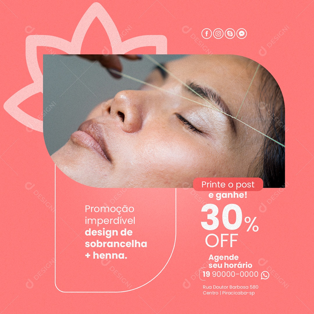 Promoção Imperdível Designer De Sobrancelha Social Media PSD Editável