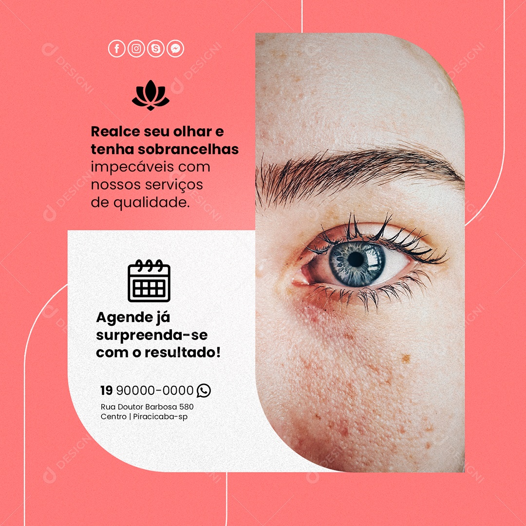 Agende Já Surpreenda-Se Com O Resultado Designer De Sobrancelha Social Media PSD Editável