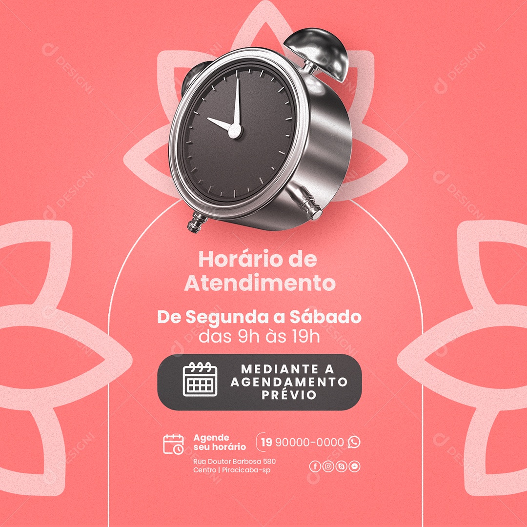 Horário De Atendimento Designer De Sobrancelha Social Media PSD Editável