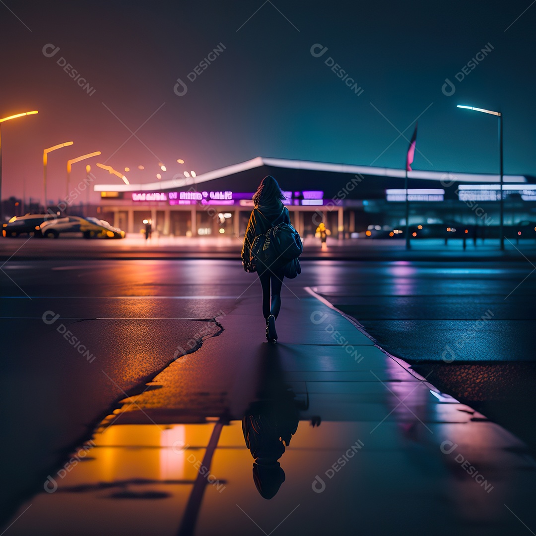 Imagem realista de mulher jovem sobre aeroiporto