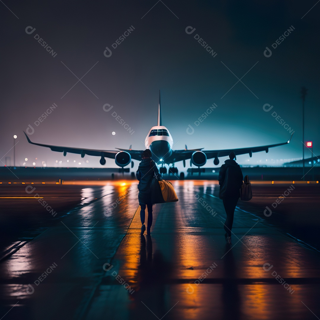 Imagem realista de mulher jovem sobre aeroiporto