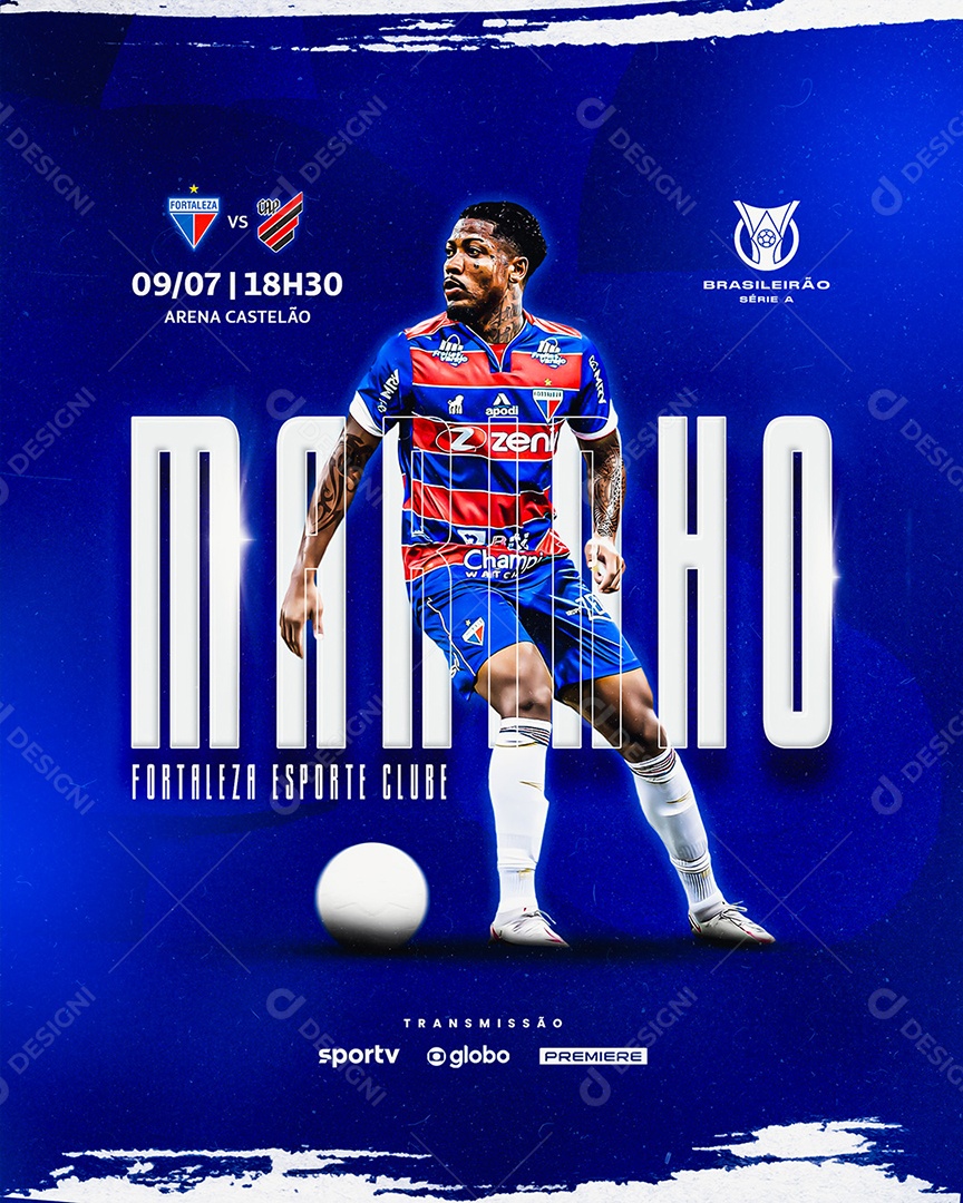 Social Media Jogador Marinho Fortaleza Vs Athletico Paranaense PSD Editável